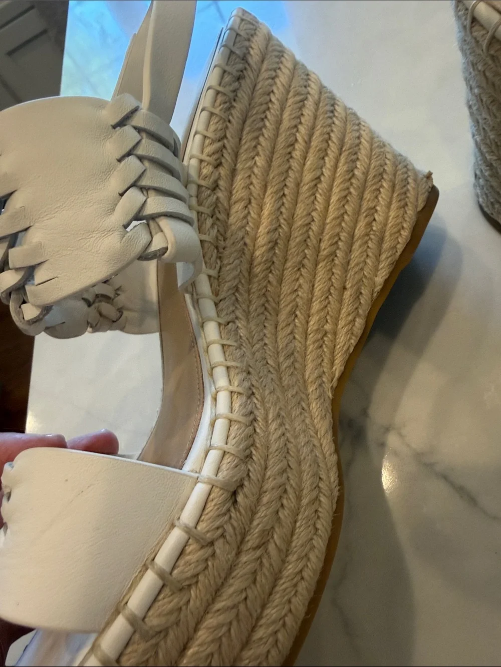 Veronica Beard  RIYA Cream Woven Leather Espadrille Slingback Sandals